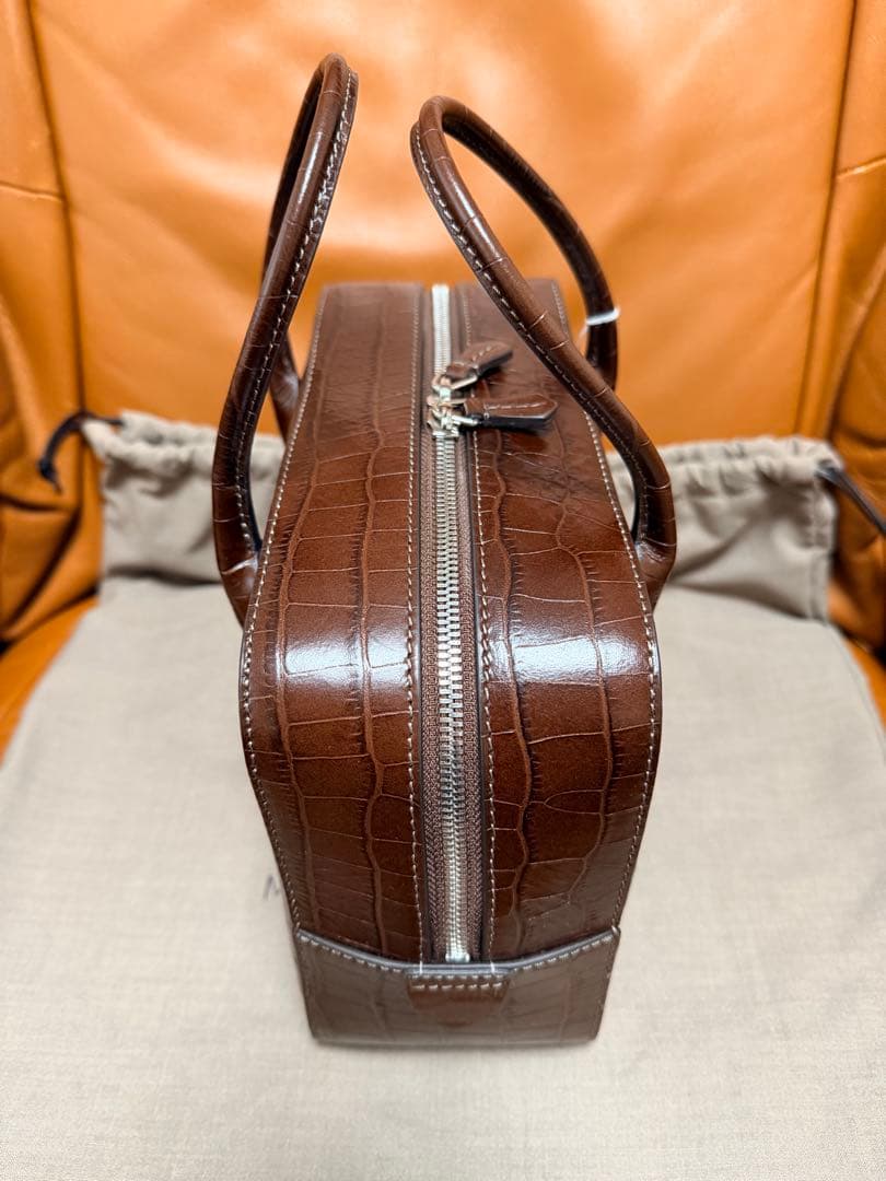 【新品未使用】MAISON CANAU ボックスボストンバッグＭ　ブラウン