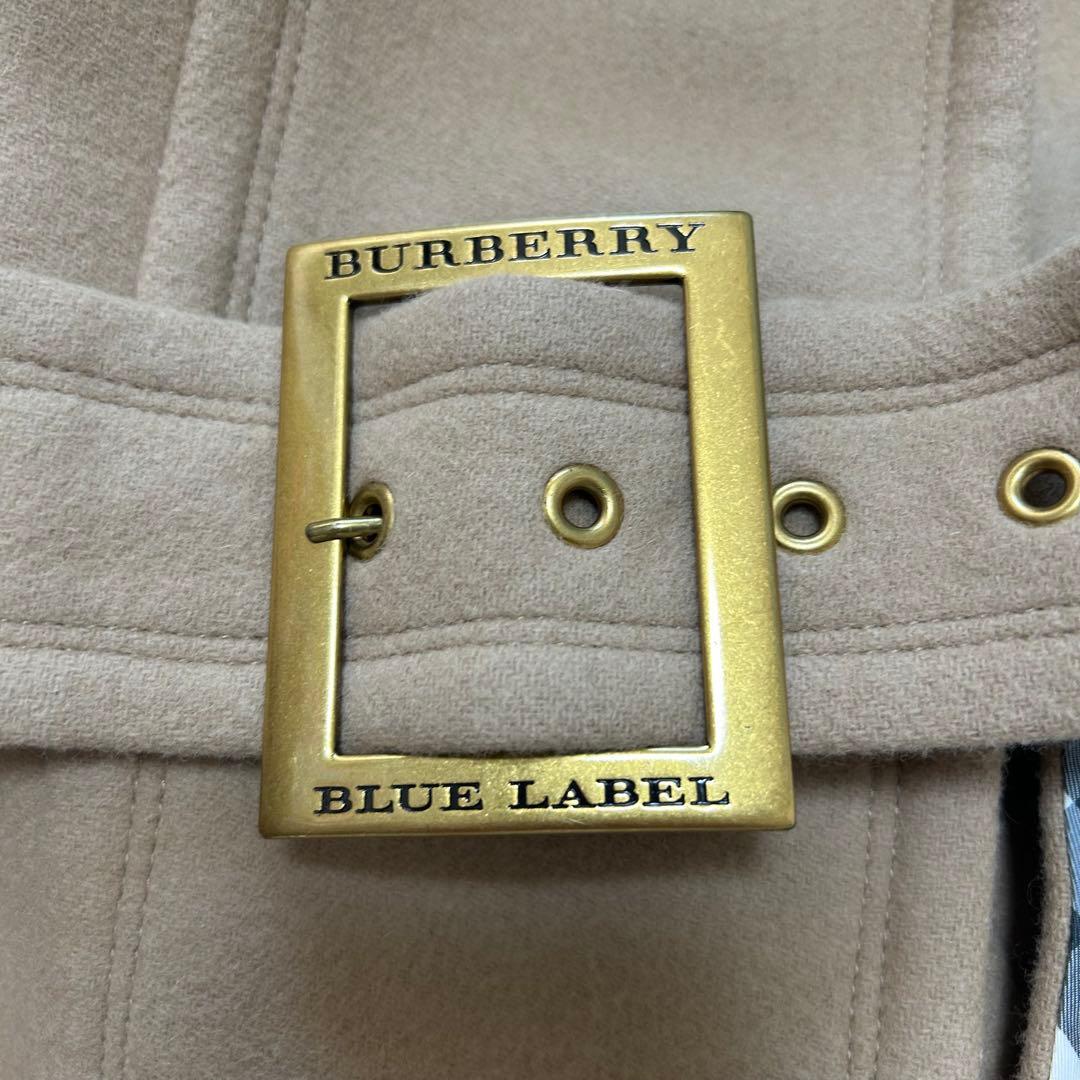 バーバリーブルーレーベル　ダッフルコート　ノバチェック　ベージュ　38 ベルト