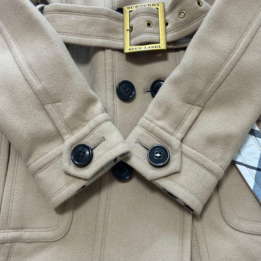 バーバリーブルーレーベル　ダッフルコート　ノバチェック　ベージュ　38 ベルト