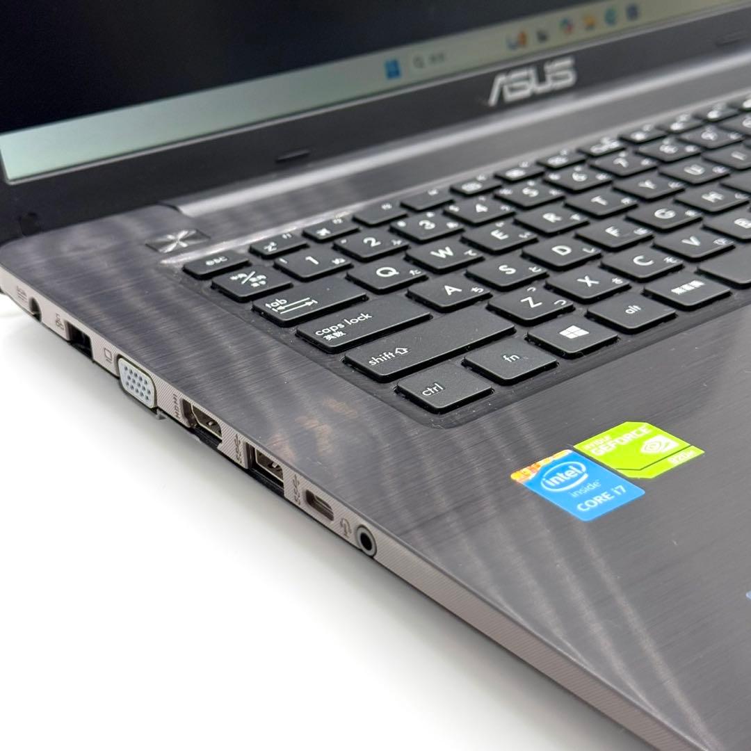ASUSノートパソコン i7搭載 8GB 新品SSD256 17.3型 GPU有