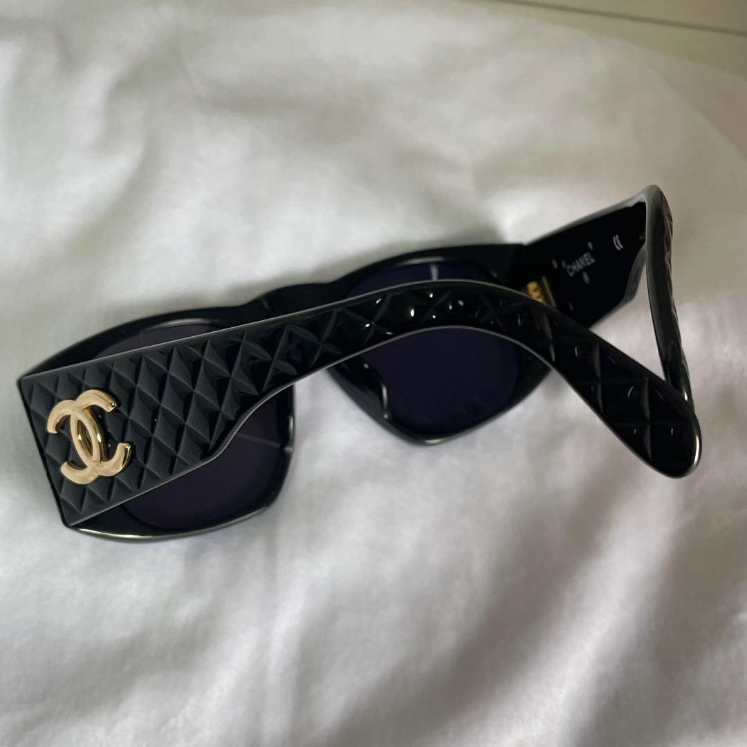 希少 CHANEL シャネル サングラス マトラッセ ココマーク 01450 黒