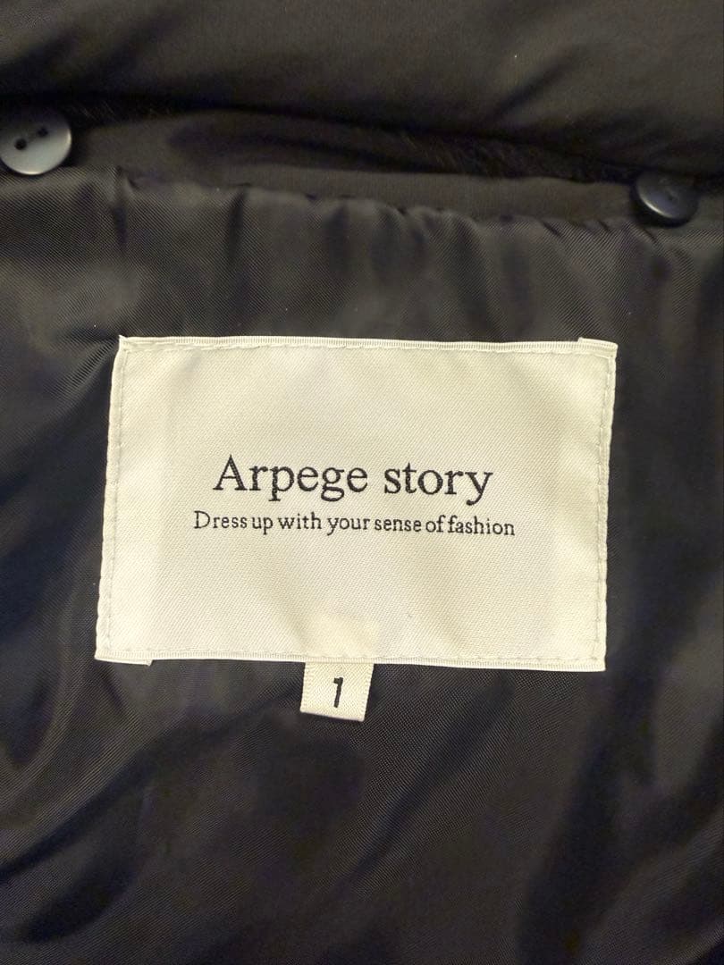 Arpege storyファーフード付きMINOTECH中綿コート ブラックS