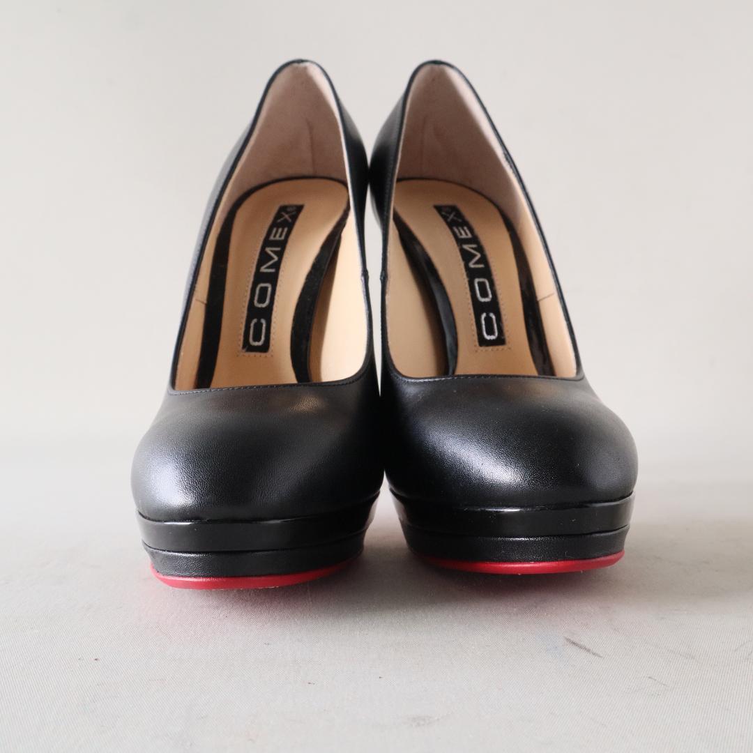 未使用現行モデルコメックス　ラウンドトウダブルストームパンプス　黒　23.5cm