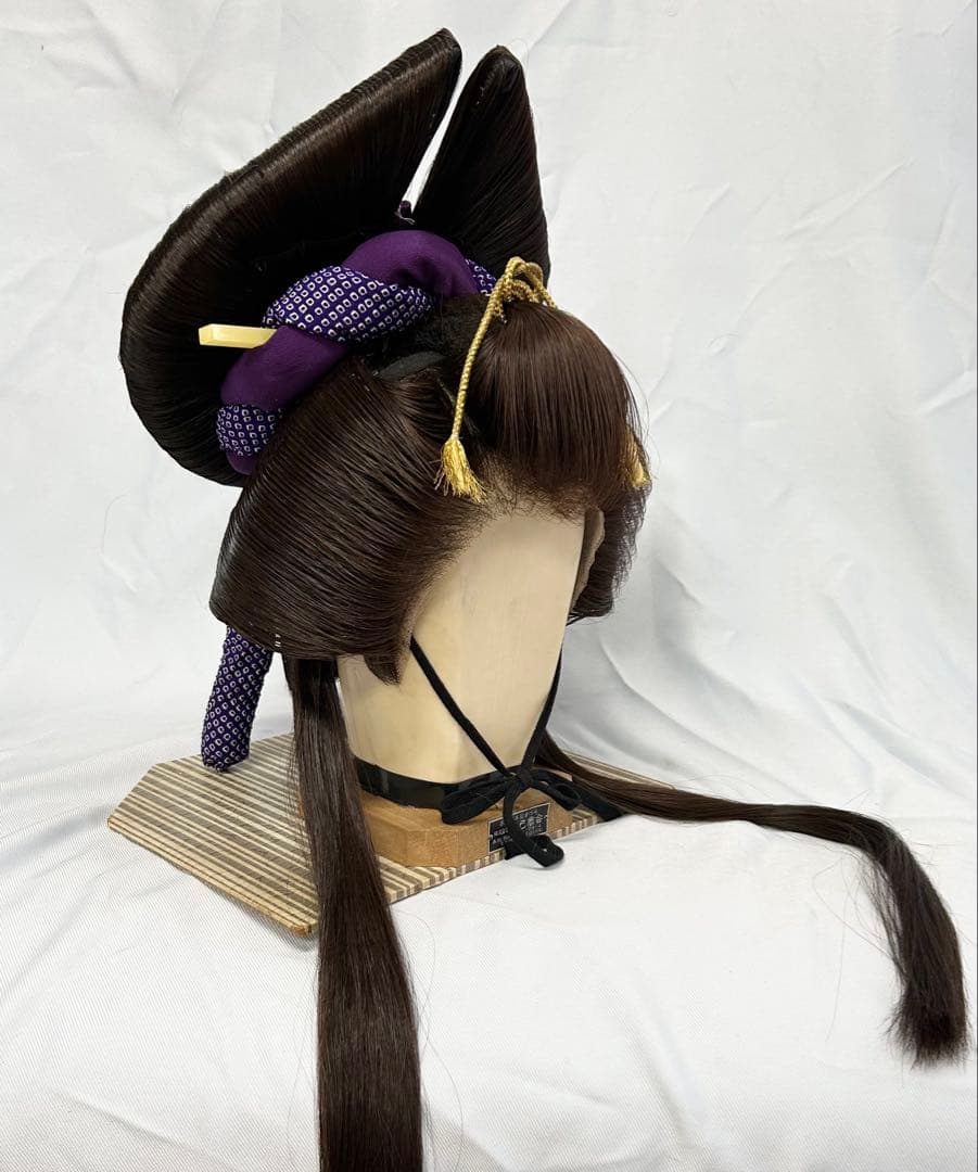 日本髪かつら　大衆演劇かつら　花魁　辰巳6号(小サイズ)自然色　かのこ付き