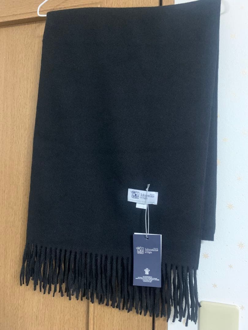 A*T様 ジョンストンズ スカーフブラック 大判ブラック カシミヤ ストール
