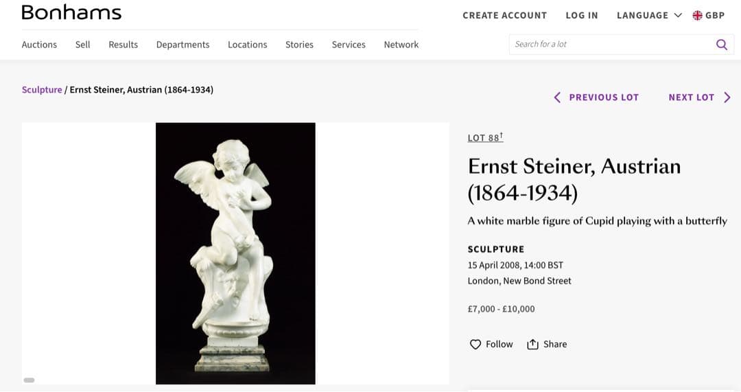 J*C様 Clement-Léopold Steiner 大理石彫刻 キューピッ