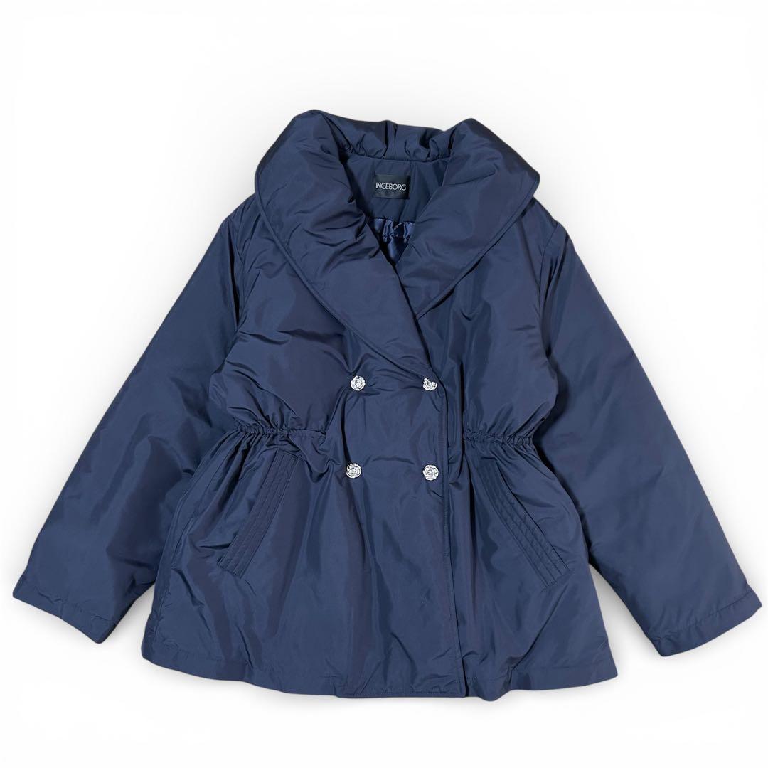 極美品　24/AW　インゲボルグ　ショールカラーダブル中綿コート　花型ボタン