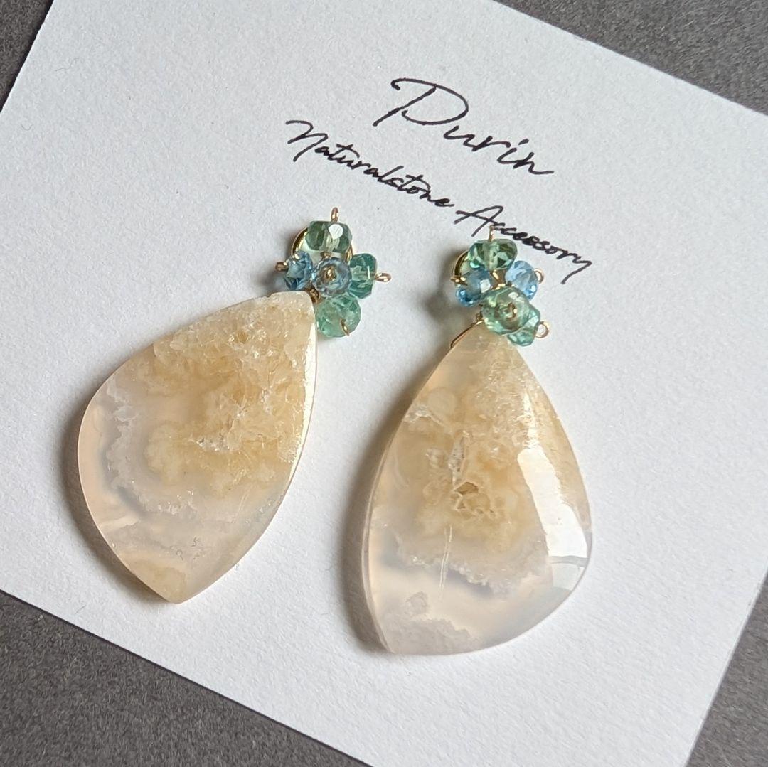 ラベンダーアメジスト ブレットカットピアス