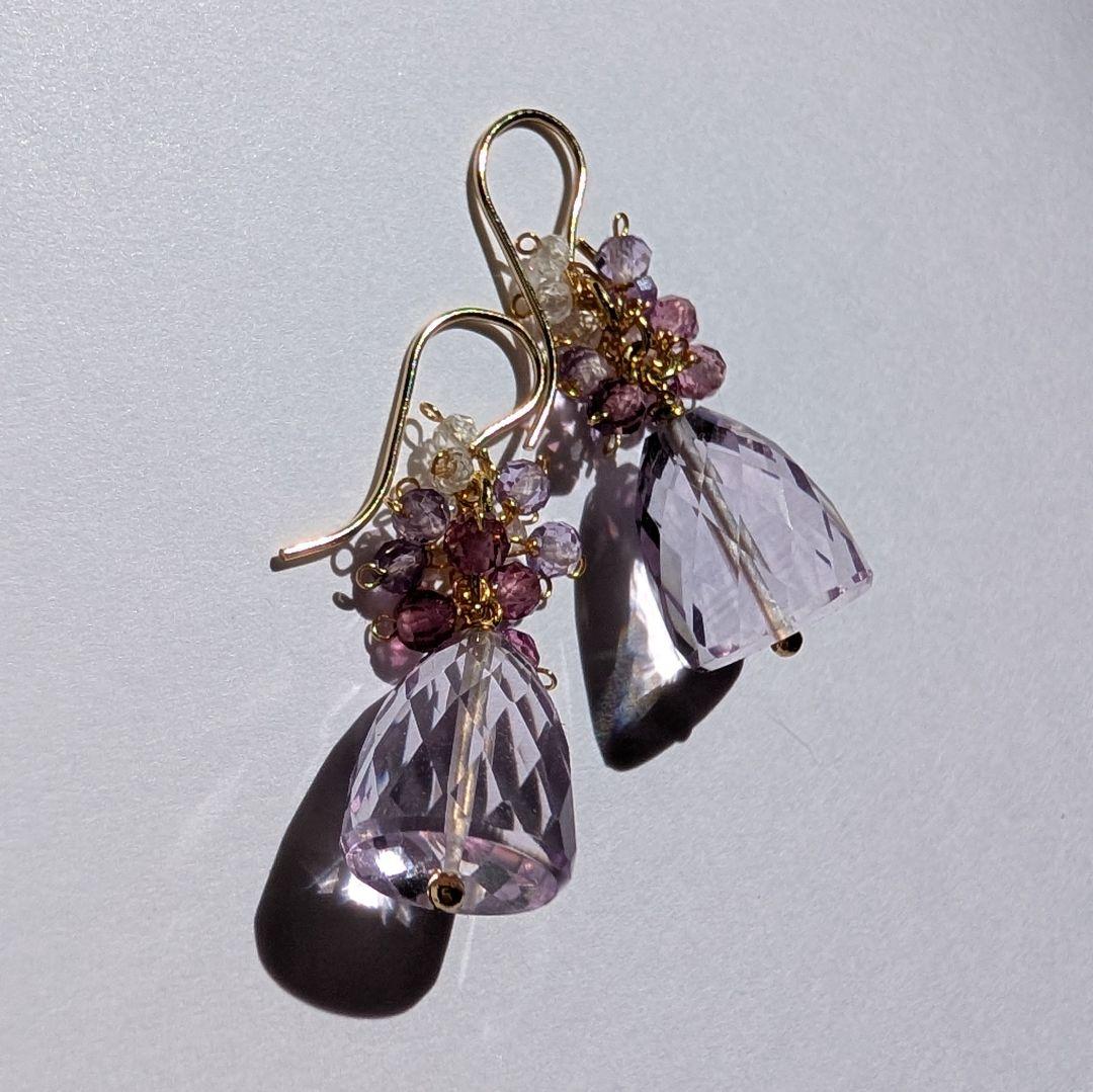 ラベンダーアメジスト ブレットカットピアス