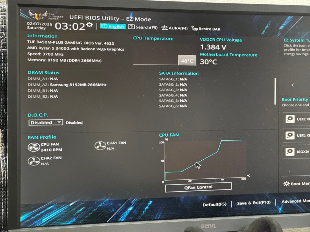 マザーボード TUF B450M-PLUS GAMING AMD Ryzen 5 3400G