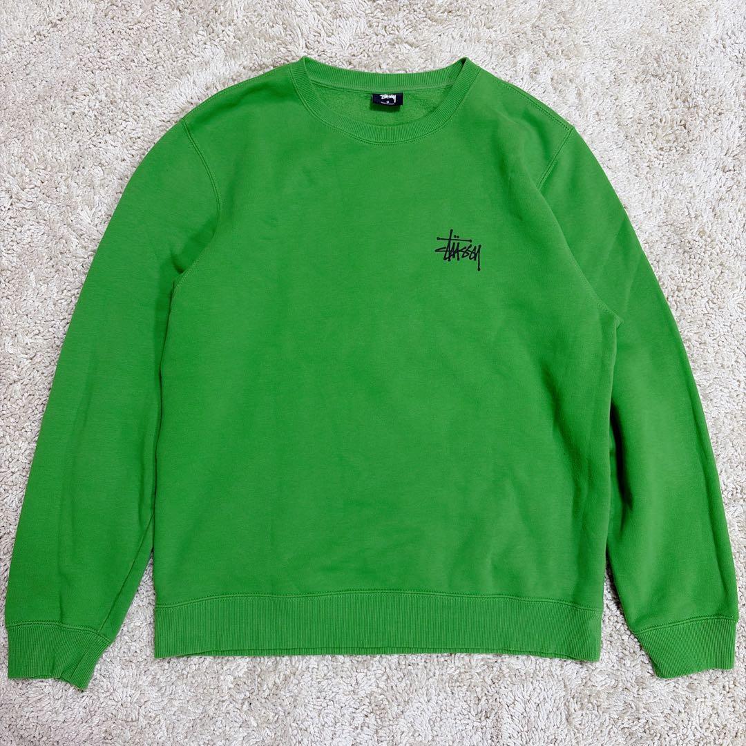 極美品✨stussy ショーンフォント バックプリント グリーン トレーナー M