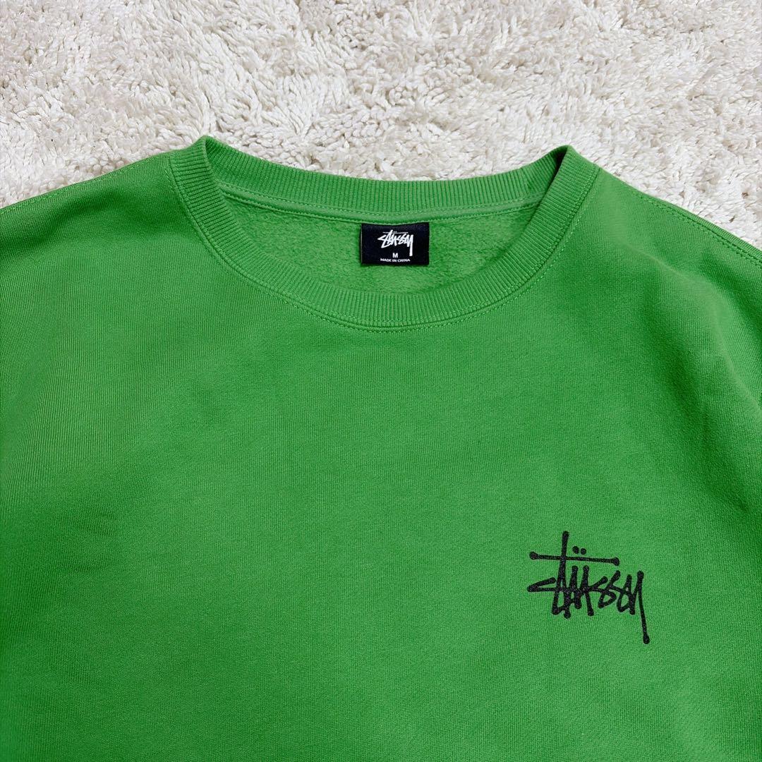 極美品✨stussy ショーンフォント バックプリント グリーン トレーナー M