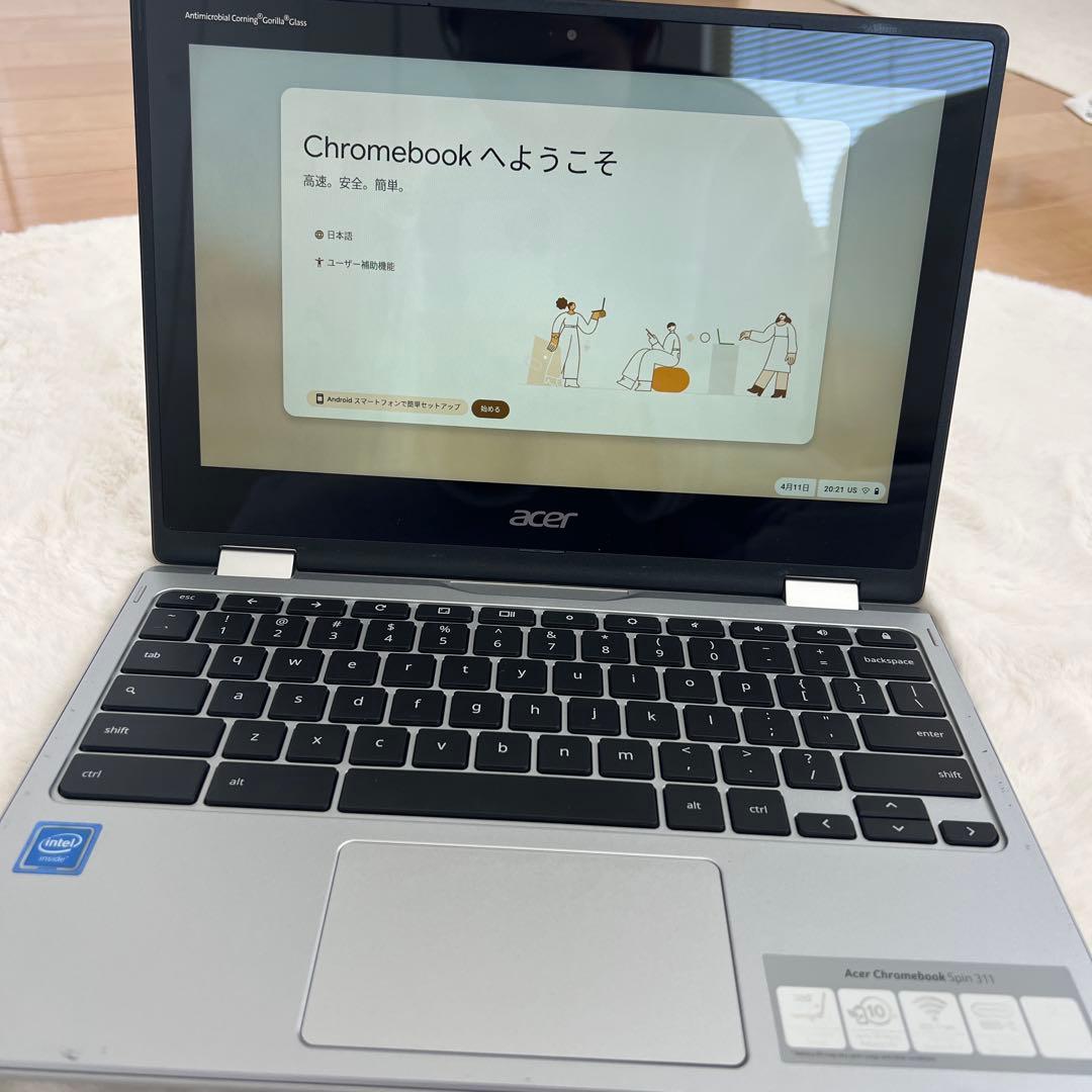 Acer Chromebook 11 シルバー 本体 ACアダプター付き