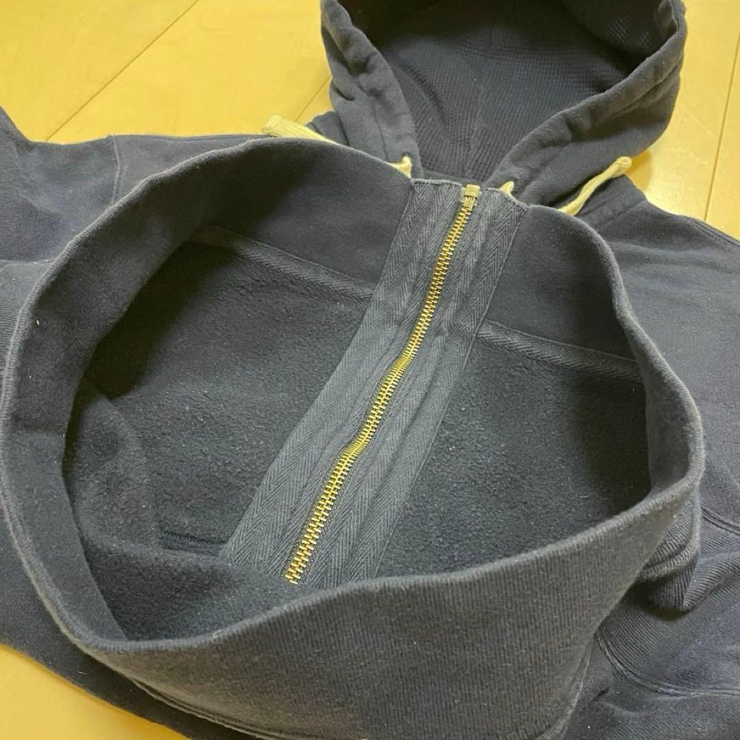 90's ポロバイラルフローレン フルジップパーカー ワンポイント サーマル 紺