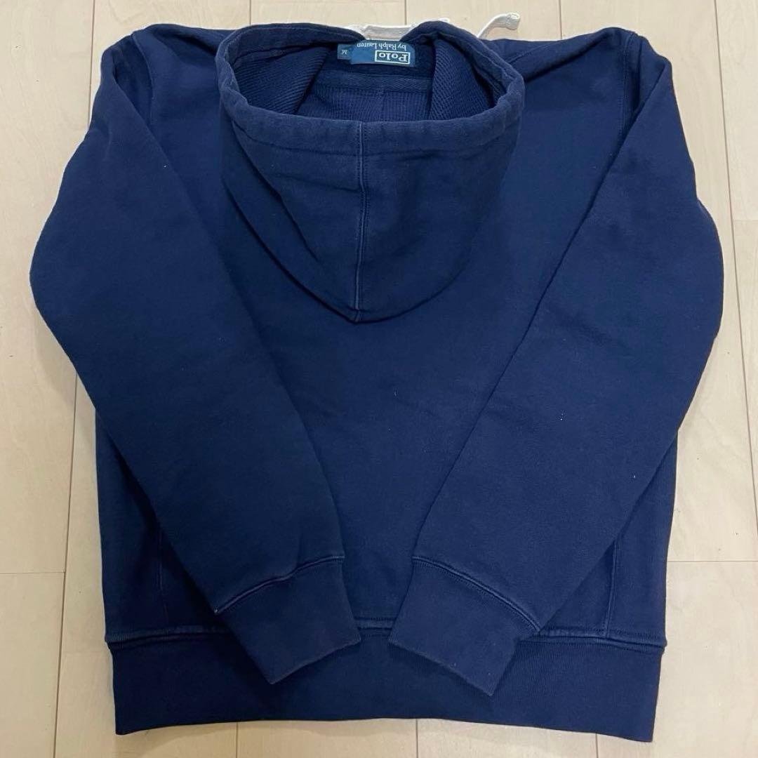 90's ポロバイラルフローレン フルジップパーカー ワンポイント サーマル 紺