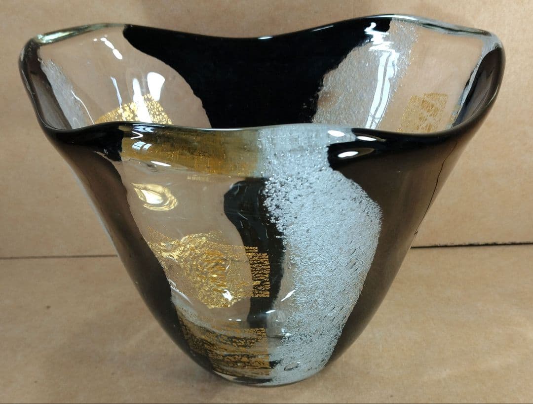 【本物保証】岩田藤七(文化功労者) ガラス花器 共箱 写生銘入り激レア希少品