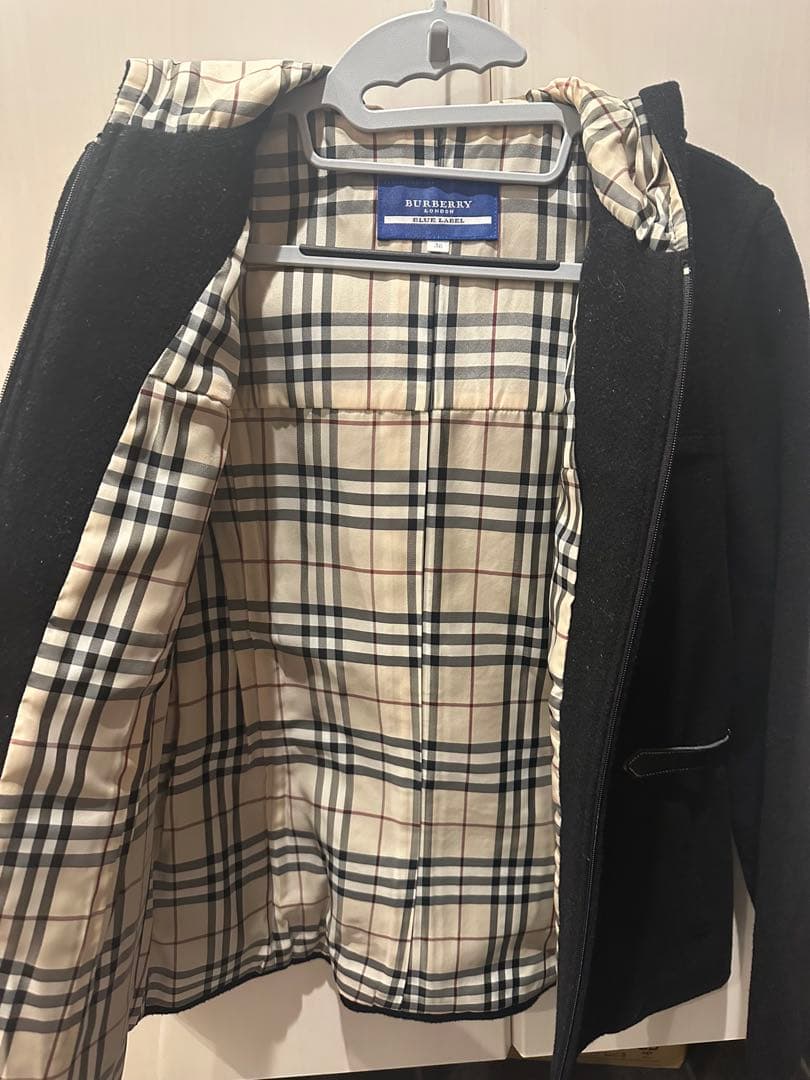 BURBERRY BLUE LABELノバチェック フード ウールコート M