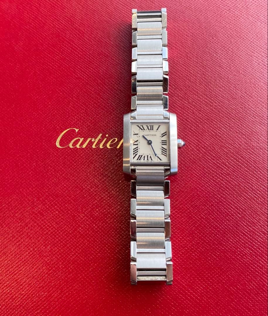 【美品稼働中】カルティエ タンクフランセーズSM W51008Q3 箱、コマつき