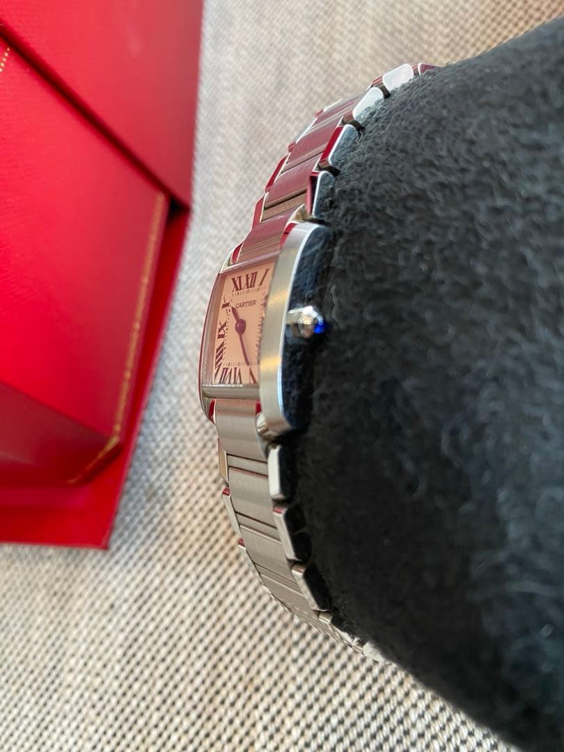 【美品稼働中】カルティエ タンクフランセーズSM W51008Q3 箱、コマつき