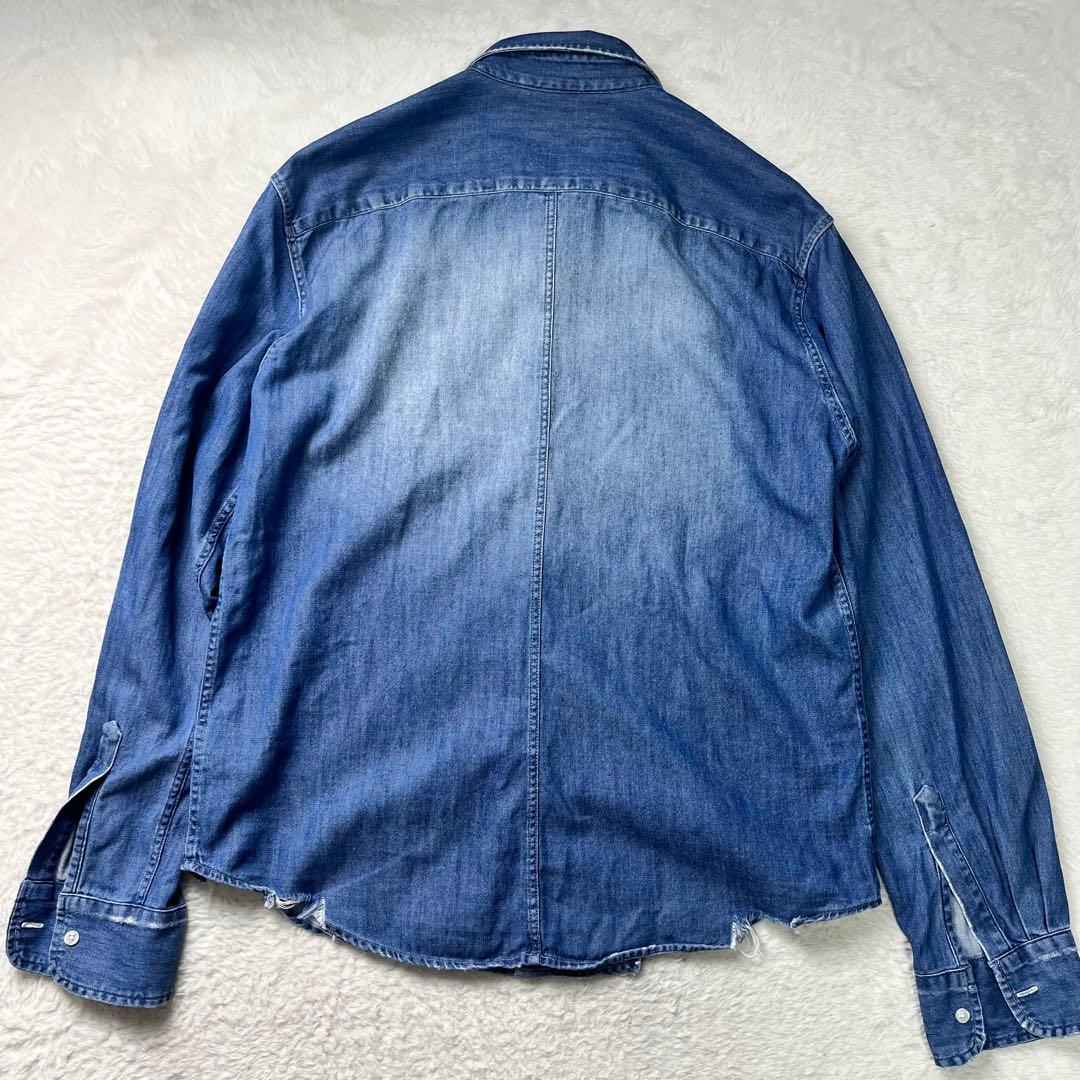 スーフランクアンドアイリーン　PAUL ダメージ加工　デニムシャツ　S