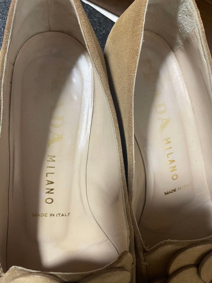 美品‼️PRADA パンプス ローヒール フラワーモチーフ スエード 靴 シューズ