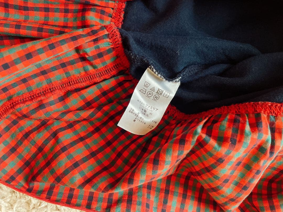 【美品！現行品】familiar ワンピース　ファミリアチェック　フリルロンT