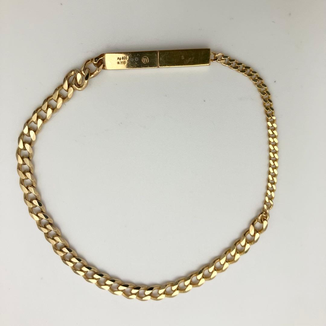 良品 ボッテガ ID チェーンブレスレット Ag925 バングル ゴールド