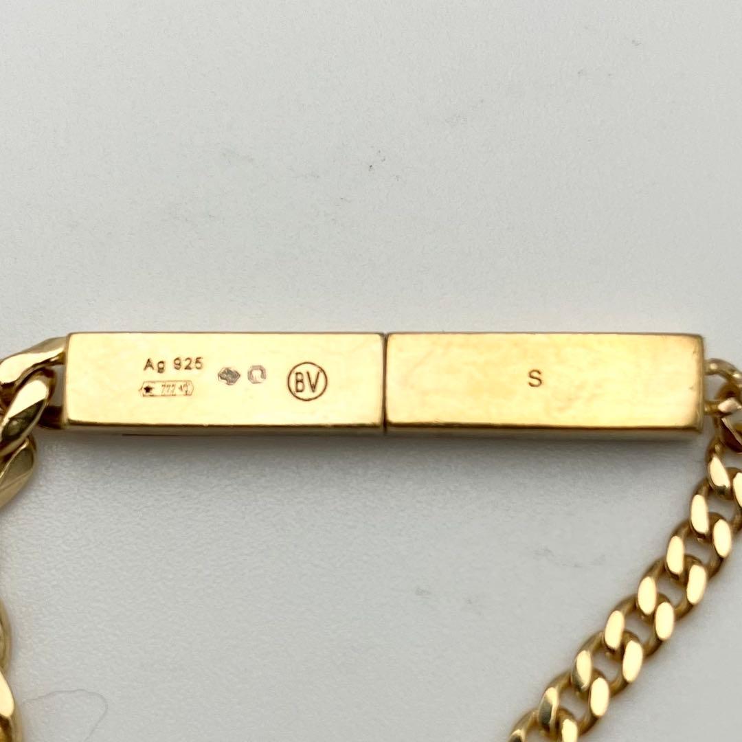 良品 ボッテガ ID チェーンブレスレット Ag925 バングル ゴールド