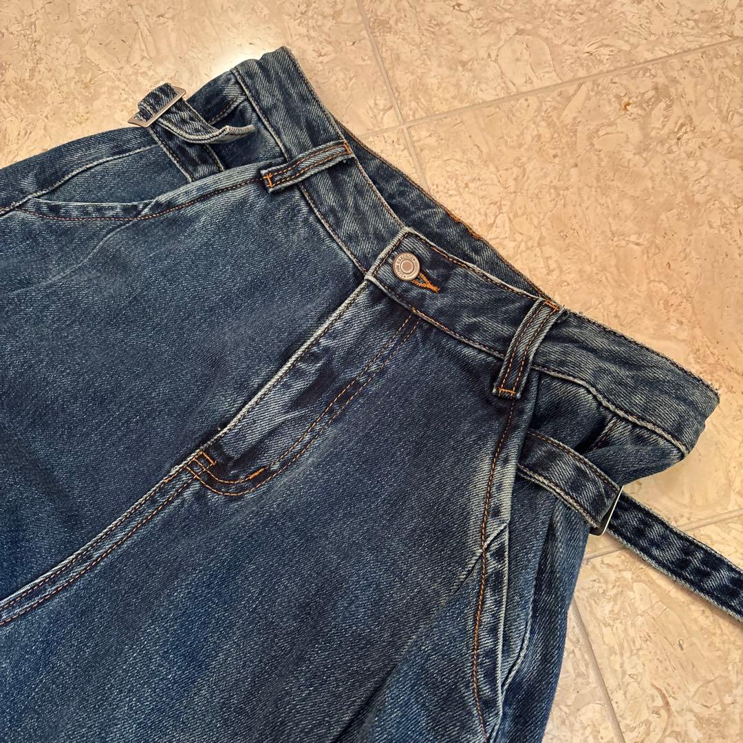 paulinebleu サイドベルトデザインコクーンワイドデニムパンツ　Mサイズ