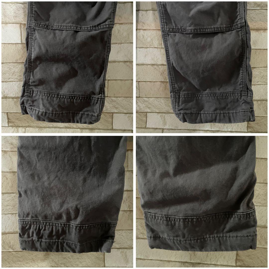 カーハート オーバーオール ダブルニー 刺繍 グレー 32×34