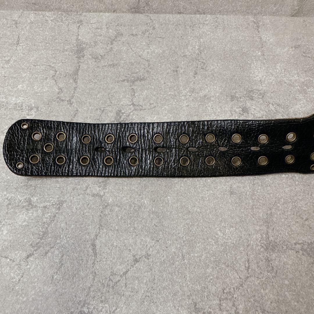 ヒステリックグラマー x バルタザール ロゴ スタッズ レザー ベルト ホワイト