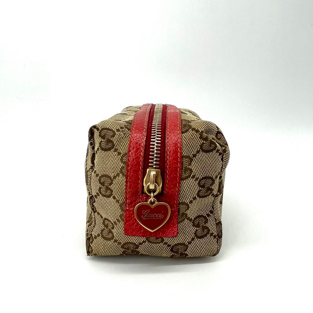 グッチ✨GGキャンバス 化粧ポーチ ミニチャーム付 バニティバッグ レッド 箱付
