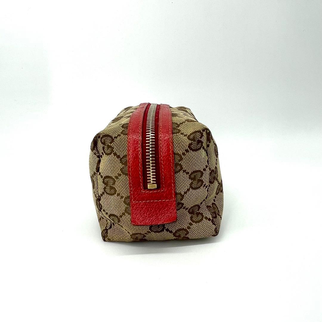 グッチ✨GGキャンバス 化粧ポーチ ミニチャーム付 バニティバッグ レッド 箱付