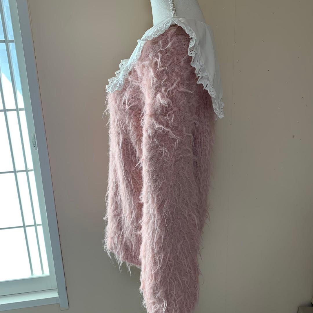 Chico namiコラボ企画 セーラー襟付きシャギールーズニット ピンク