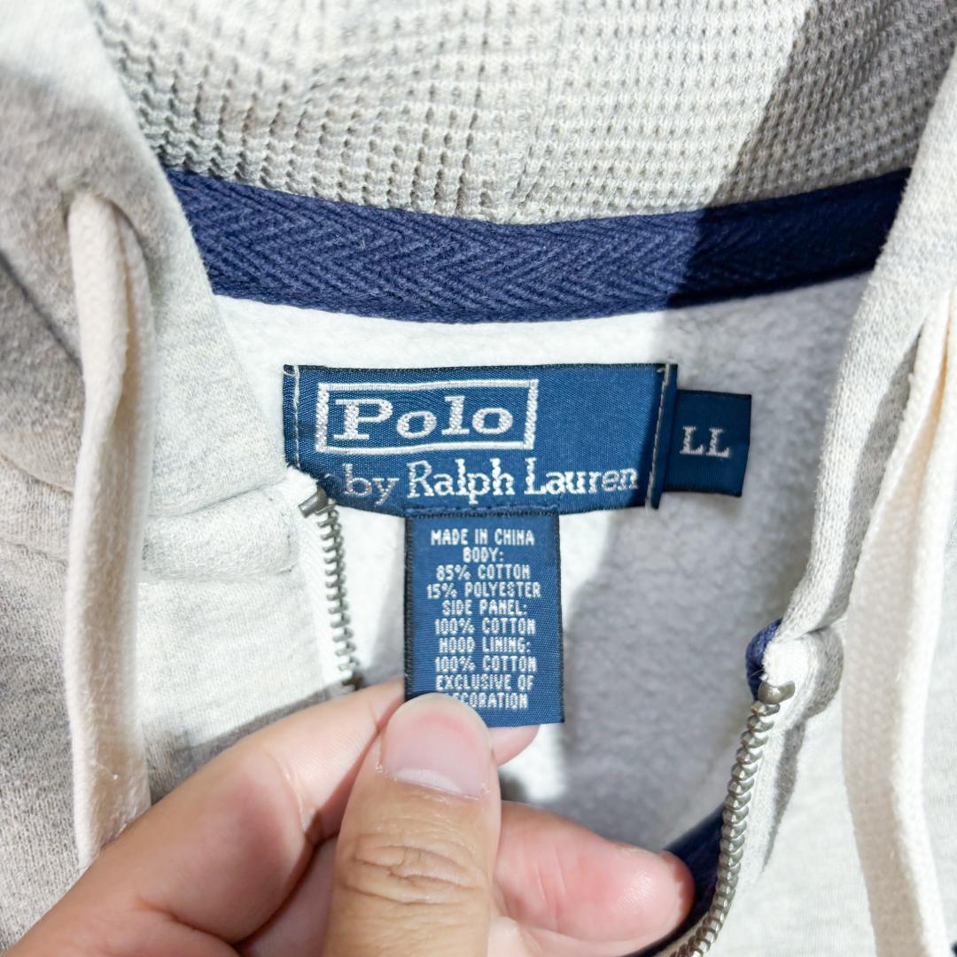 ポロラルフローレン　ジップパーカー 裏サーマル ビッグポニー LL グレー