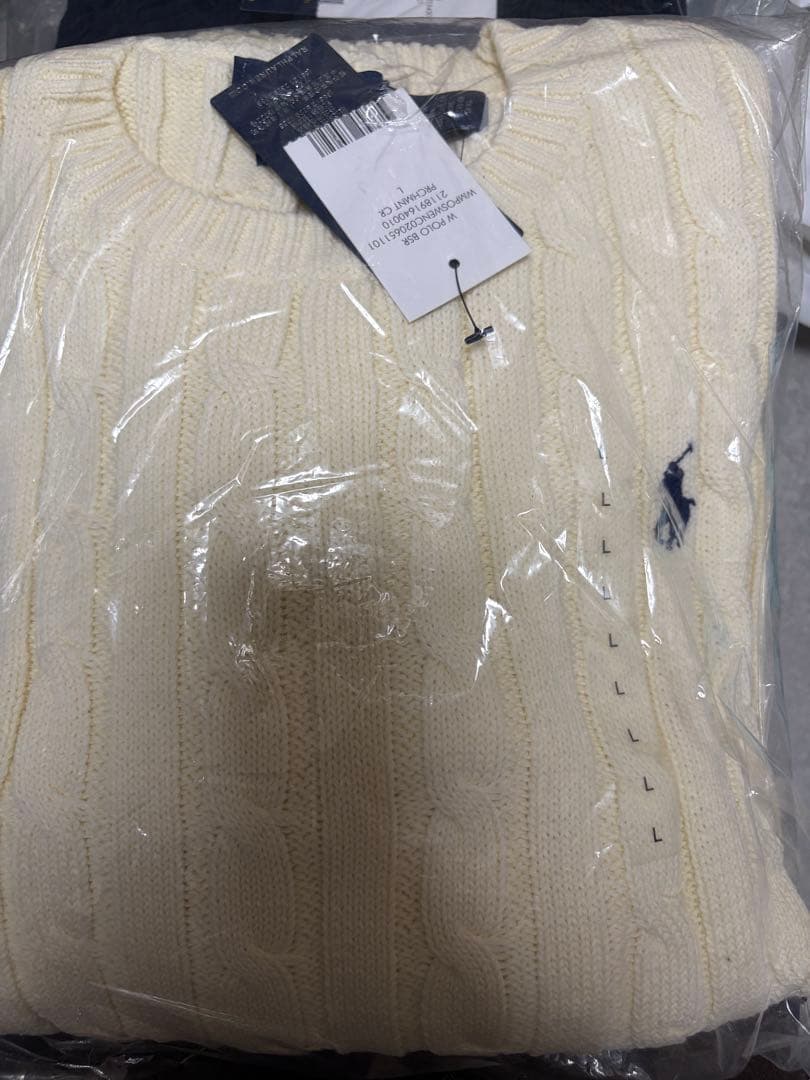 【新品】ポロラルフローレン ケーブルニット アイボリー L