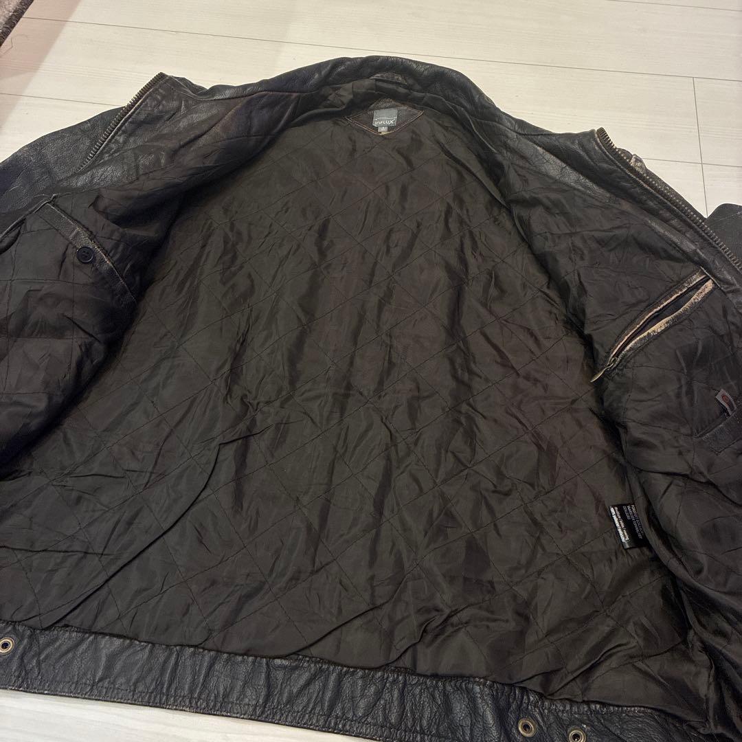 ヴィンテージ レザージャケット ブラック 本革 バイカー タロンジップ ステッチ