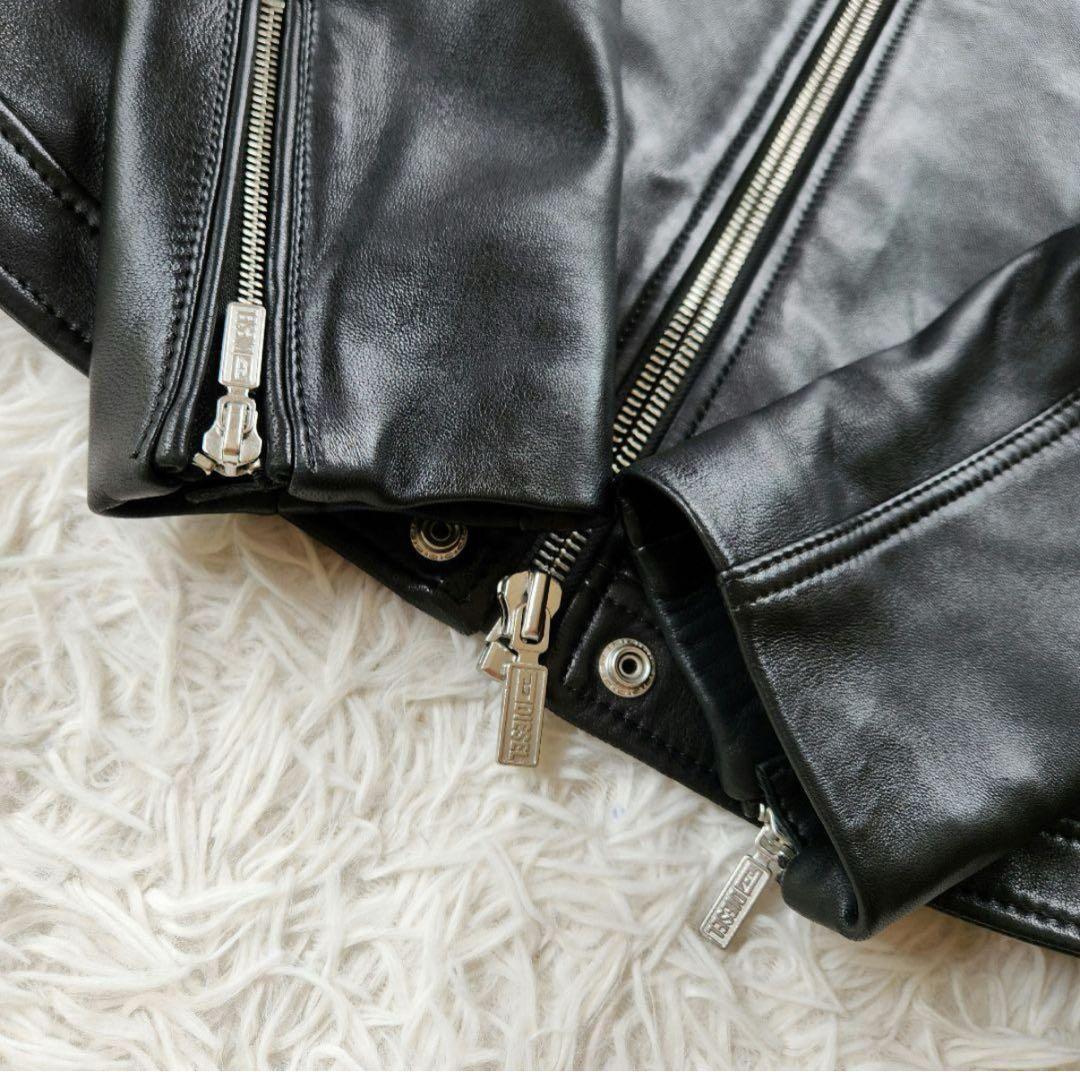 【美品】 DIESEL レザージャケット シングル ライダース 肩ロゴ　黒　S