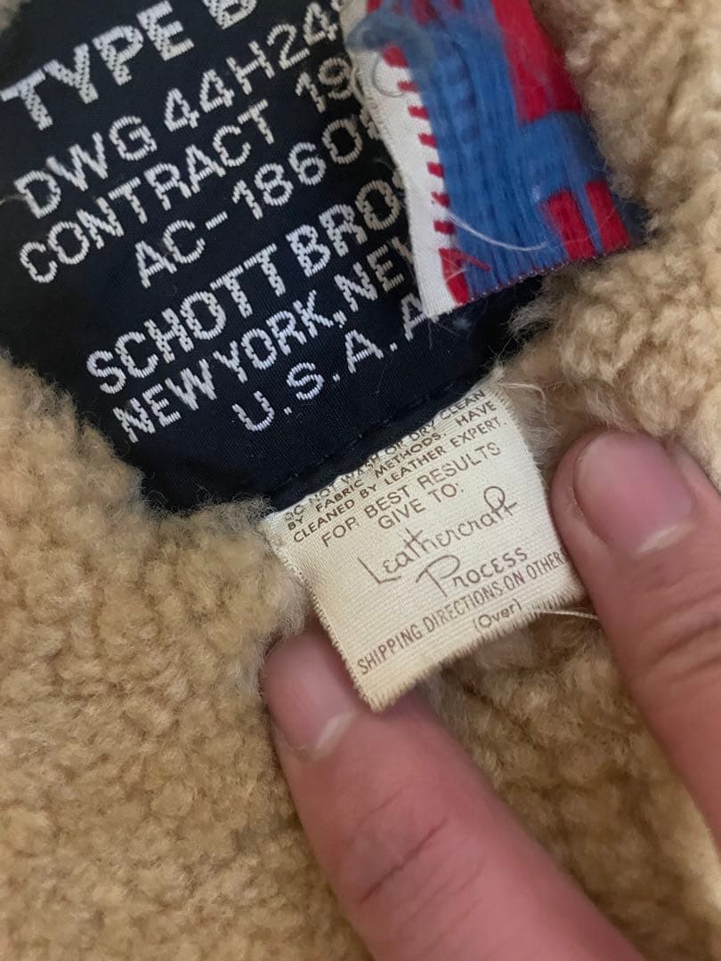 SCHOTT B-3 ムートンジャケット Lサイズ USA製 ゴールド金具 38