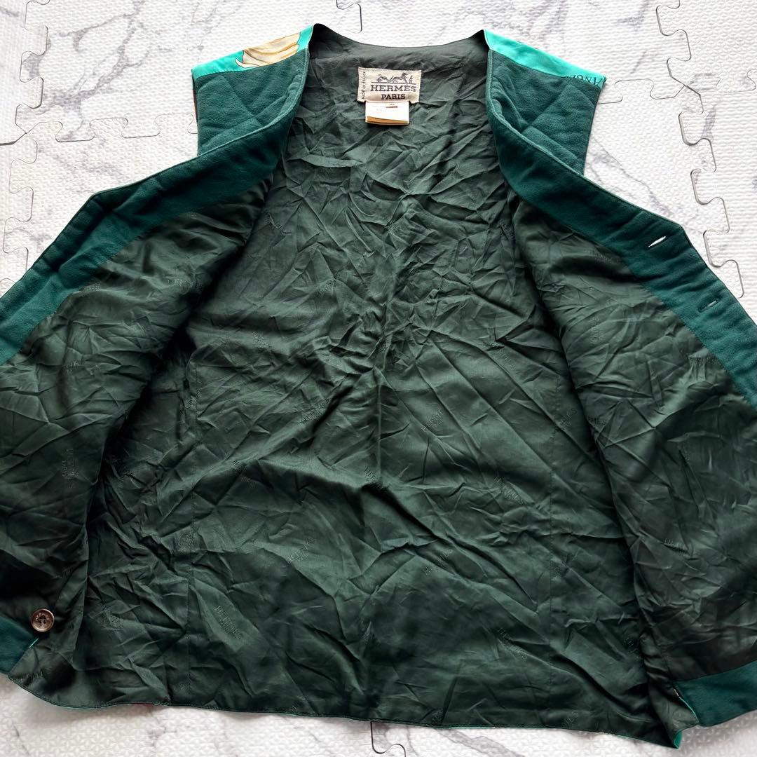HERMES エルメス 多国旗柄 キルティング ベスト シルク ヴィンテージ