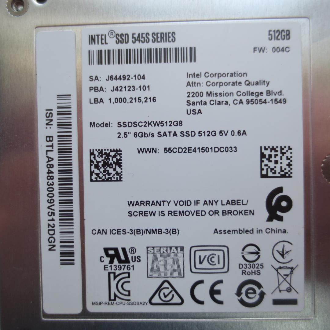 SATA 2.5\" SSD 275GB 512GB 各1枚