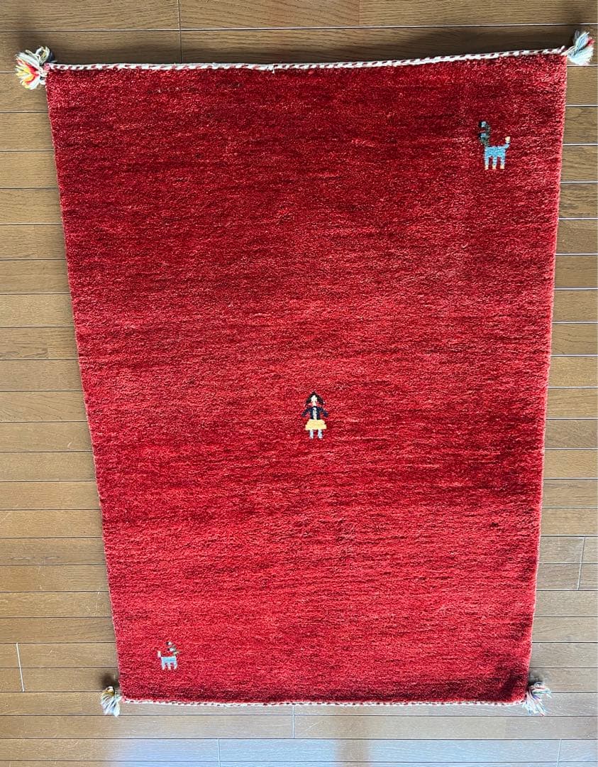 ギャッベ　ペルシャ産（104×153)　1点もの　カーペット　ウール100%