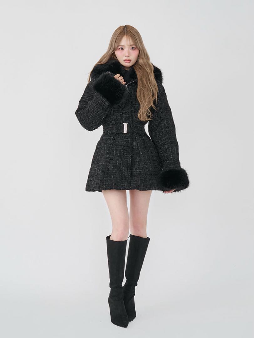 darich レディミディツイードダウンコート M