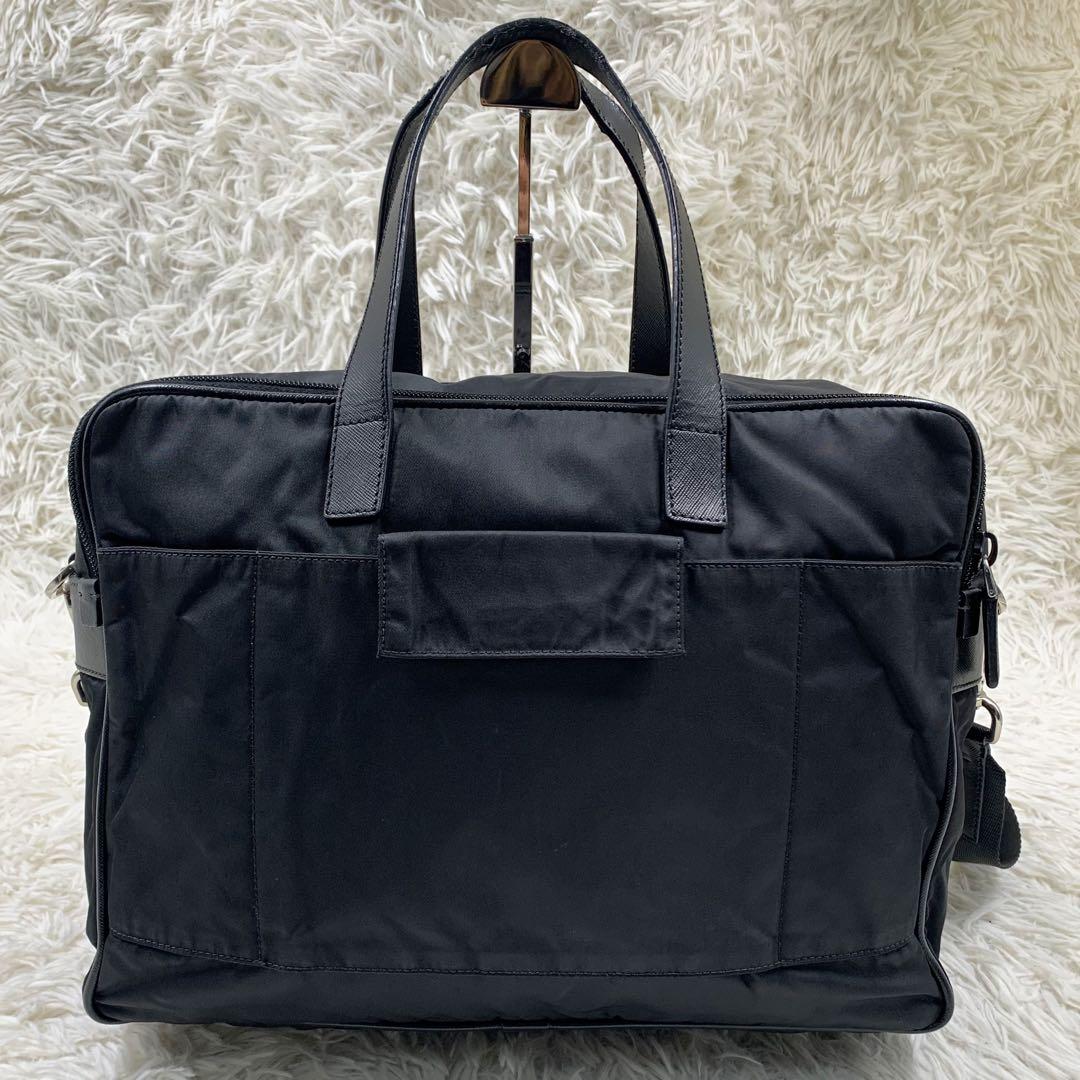 プラダ ビジネスバッグ 2way ショルダーバッグ 三角ロゴ ナイロン ブラック