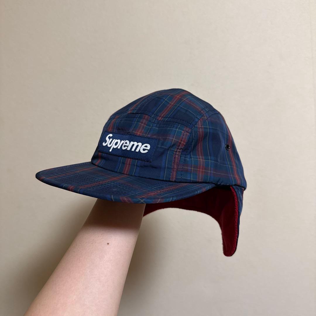 no.3 Supreme チェック柄 耳当て付きキャップ