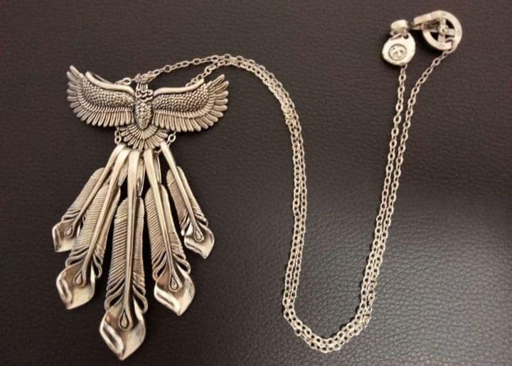 超豪華！特大フェザー　ネックレス【イーグルフック&ホイール付】