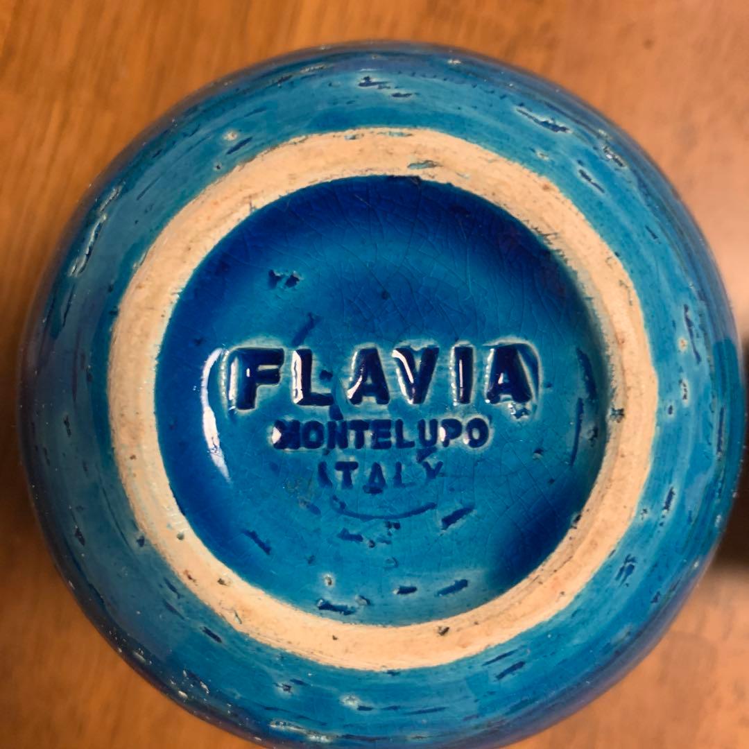 FLAVIA 陶器オブジェ 青 犬と花瓶のセット