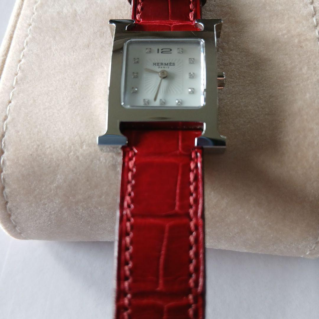 『ぺこ』エルメスHERMES　Hウォッチミニ　11pダイヤ
