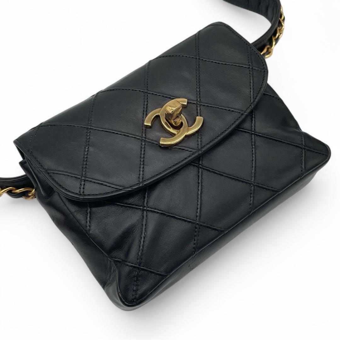 【超極美品】シャネル マトラッセ ビコローレ ラムスキン ウエストバッグ