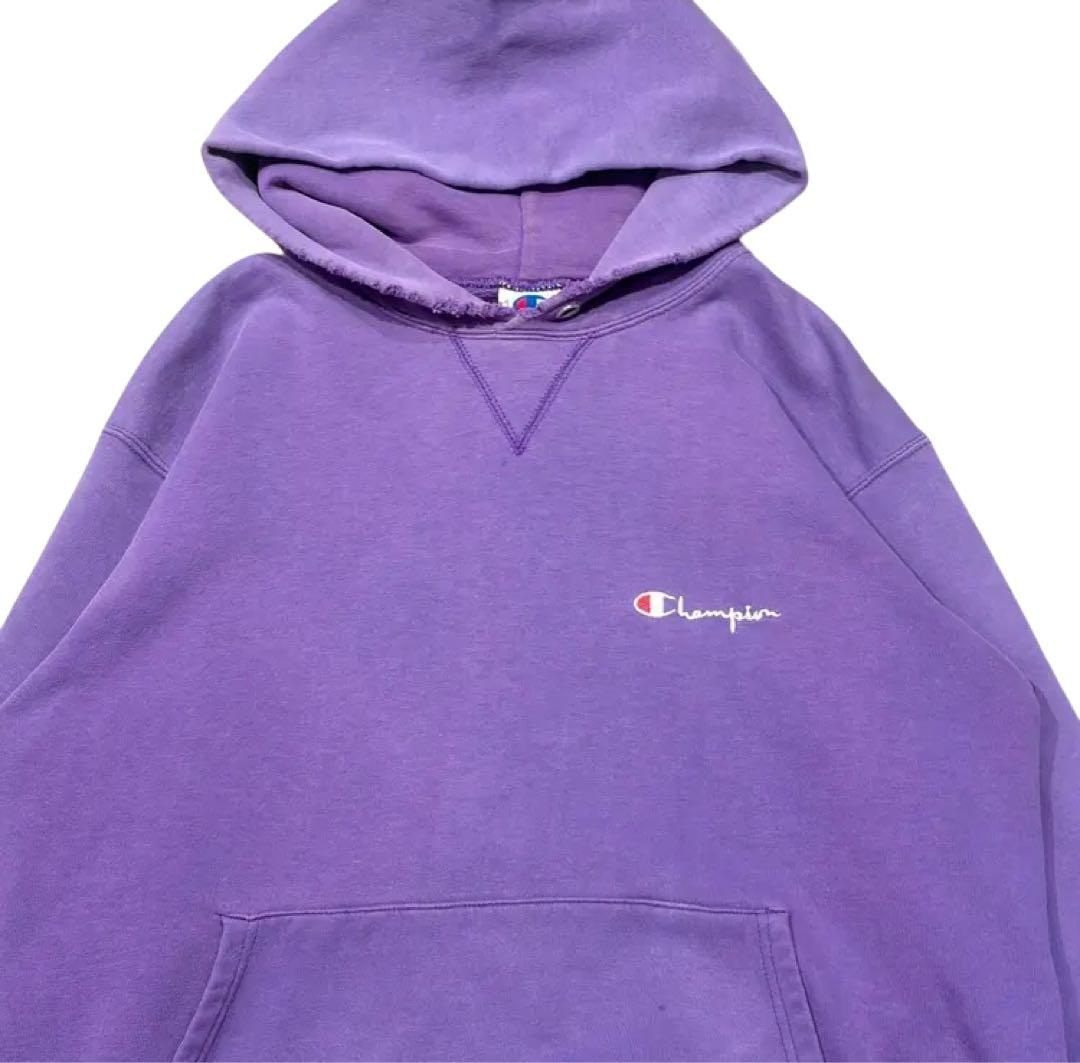 オールド 90s USA製 champion 前V スウェット フーディー 紫